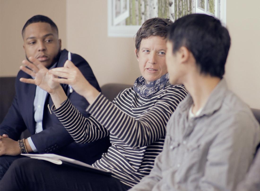 students engaging in conversation